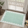 Scalloped Rug 2x3 Rugs for Entryway, Solid Green Rug Small Area Rugs Non Slip Scalloped Bath Mat, Washable Front Door Mat Indoor Entrance,Soft Girls Nursery Dorm Carpet for Bedroom Kitchen