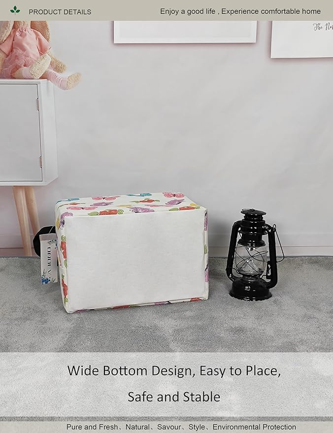 Rectangular Folding Laundry Basket,waterproof Canvas Basket,gift basket,Suitable for children's room,Office,Clothes,Toys Storage(Butterfly)