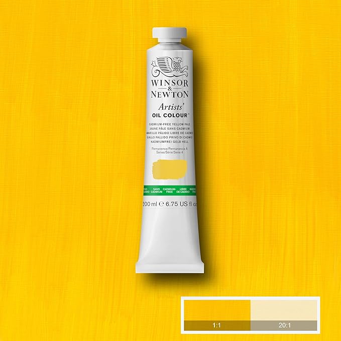 Winsor & Newton Artists' Oil Color, 200ml (6.75 oz) Tube, Cadmium-Free Yellow Pale
