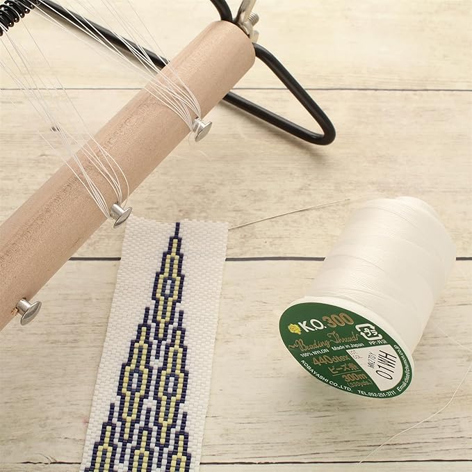 KO Thread, Nylon Beading Thread, White Color, Japanese Pre-Waxed 100% Nylon, 440TEX, Tangle Resistant Knotting Cord, 300 meter/330 Yard per Spool - Use for Seed Bead Projects, Loom Work, Bead Weaving