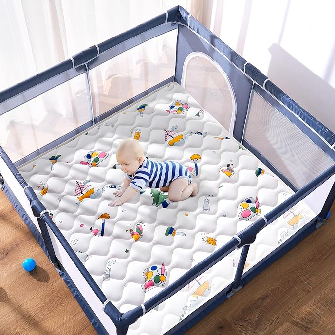 High-Density Foam Baby Play Mat, 36x36 Inches Thicken One-Piece Comfortable and Soft Playmat, Non Slip Machine Washable Floor Mat for Infants, Tapete para Bebes,Toddlers