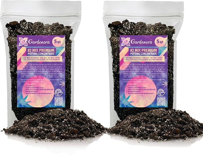 Gardenera Premium Organic #1 Potting Soil Mix - Ideal Nutrient Blend for Robust, High-Yield, and Beautifully Blooming Outdoor Guerrilla Growing Plants - 10 Quart