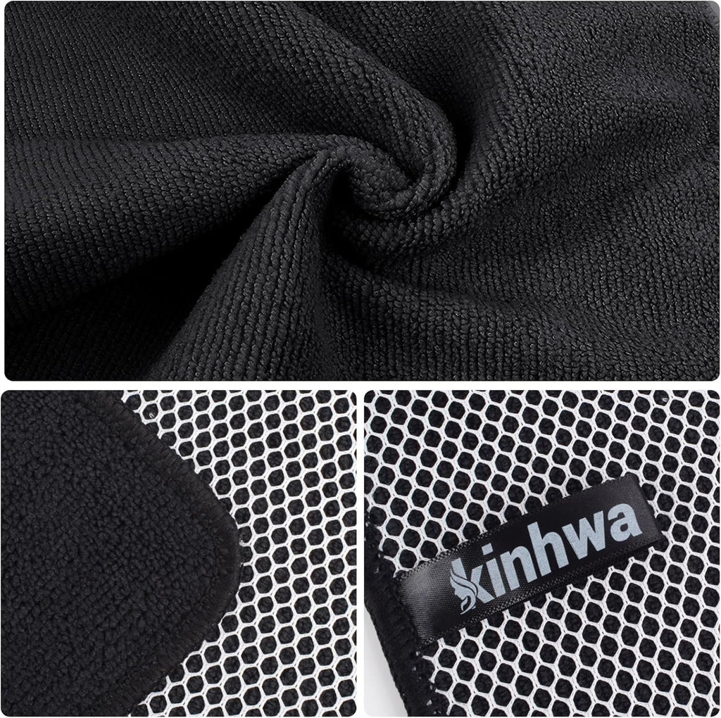 KinHwa Kitchen Washcloths for Dishes Absorbent Microfiber Dish Cloths Quick Dry Dish Rags with Poly Scour Scrub Side Ideal for Kitchen Cleaning (Black, 7inchx7inch 12 Pack)