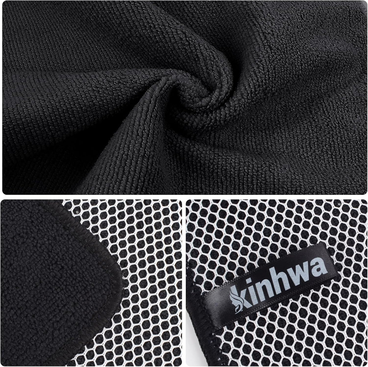 KinHwa Kitchen Washcloths for Dishes Absorbent Microfiber Dish Cloths Quick Dry Dish Rags with Poly Scour Scrub Side Ideal for Kitchen Cleaning (Black, 7inchx7inch 12 Pack)