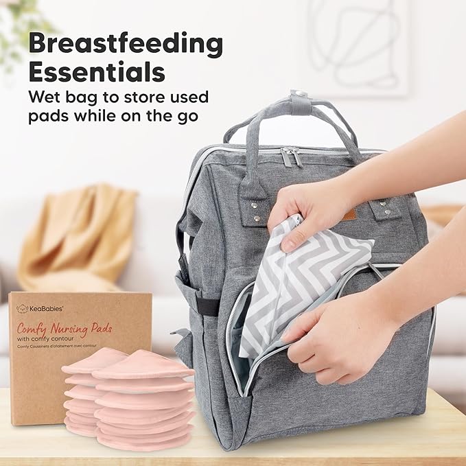 Organic Nursing Pads - 14 Washable Viscose Derived from Bamboo Breastfeeding Pads, Wash Bag, Reusable Breast Pads for Breastfeeding, Nipple Pads for Breastfeeding Essentials(Pink Sand, L 4.8")