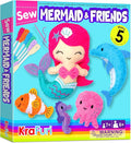 KRAFUN Mermaid Sea Animals Beginner Sewing Kit for Kids Art & Craft kit, Includes 5 Soft Plush Dolls, Instructions & Felt Materials for Learn to Sew, Embroidery Skills, Gift for Girls Educational