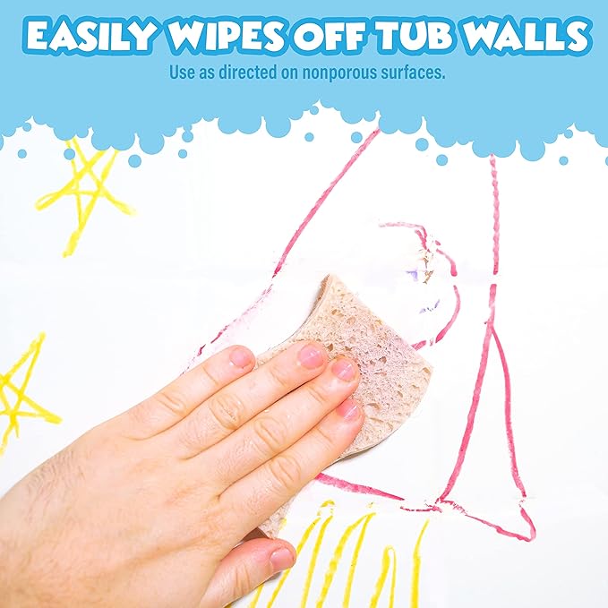 Tub Works® Smooth™ Jumbo Bath Crayons Bath Toy | Nontoxic, Washable Bath Crayons for Toddlers & Kids | Unique Formula Draws Smoothly & Vividly on Wet & Dry Tub Walls | Large, Easy-Grip Bathtub Crayons
