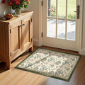jinchan 2x3 Floral Rug for Entryway Washable Kitchen Rug Vintage Romance Design Small Mat Non Slip Indoor Doormat Lightweight Low-Profile Throw Carpet for Entrance Bathroom Laundry Room, Green/Beige