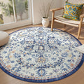 Lahome Bohemian Washable Round Rugs 6ft, Large Circle Rug for Living Room Bedroom, Soft Non-Slip Non-Shedding Loe Pile Printed Indoor Carpet for Kitchen Dining Room Office, Blue Purple/Multi
