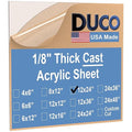 Duco USA-Made Clear Cast Acrylic Sheet 1/8 Inch Thick 12" x 24" - 1 Pack of Transparent Plexiglass Sheet - Lightweight Acrylic Board for Window Replacements, Displays, Signs, and More
