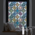 DKTIE Static Cling Decorative Window Film with Installation Tools Non Adhesive Privacy Film Stained Glass Window Film for Bathroom Shower Door Heat Cotrol Anti UV 17.7 x 118.1 Inch