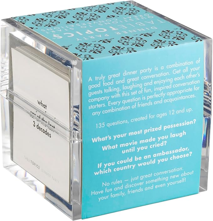 TableTopics Dinner Party Conversation Cards for Adults to Enjoy Getting to Know Each Other, 135 Entertaining Questions & Ice Breakers for Parties & Gatherings, Unique Host Gift