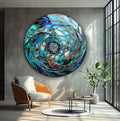 My Photostation.com 39,4''(100cm) Diameter Ocean Vortex Spiral Round Glass Wall Art Tempered Glass Printing Wall Decor Large Wall Art Wall Hangings