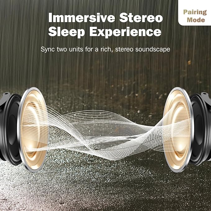 2-Pack Sync Stereo, Paussion Portable Mini Noise White Sleep Sound Machine for Adults Kids Baby 25 Soothing Songs, Auto Timer, Perfect for Travel, Home, Office Privacy