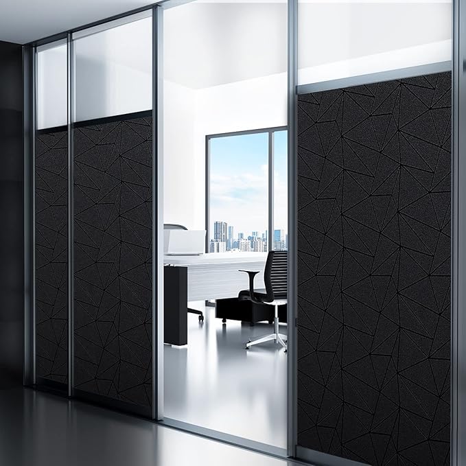 Coavas Blackout Window Privacy Film, Frosted Glass Static Cling, Decorative for Bathroom Door, UV Blocking Window Cling, Non-Adhesive Vinyl Sticker, Day and Night Windows Tint for Home,11.8x78.7 inch