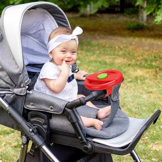 Accmor Stroller Steering Wheel Toy, Pretend Driving Simulated Steering Wheel for Baby Stroller Shopping Carts, Universal Detachable Funny Stroller Shopping Carts Toy Attachment Accessories