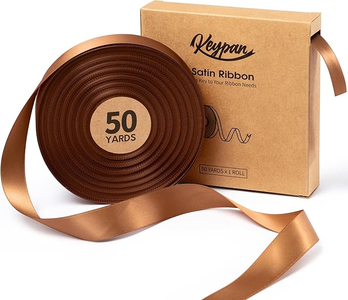 Brown Satin Ribbon 7/8 Inch 50 Yards Double-Faced Polyester Ribbons for Gift Wrapping Crafts Flower Bouquet Wedding Paper Christmas Holiday Decor