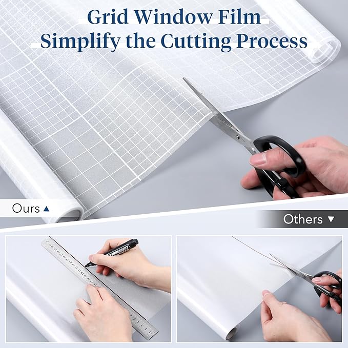 Haton Window Privacy Film Frosted Glass for Bathroom, Static Cling UV Sun Blocking Window Clings, Opaque Decorative Coverings Removable Sticker Heat Control Tint for Home Door, Pure 17.5" x 118.1"