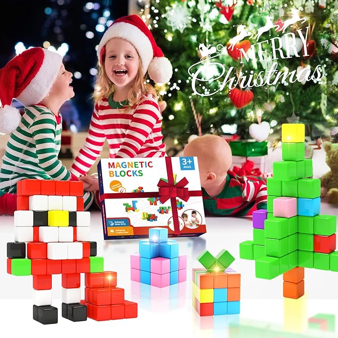 40pcs Magnetic Blocks for Toddler Toys, Magnetic Cubes Building Blocks Classroom Must Haves, STEM Preschool Sensory Magnet Toys for 3 4 5 6 Year Old Boys and Girls