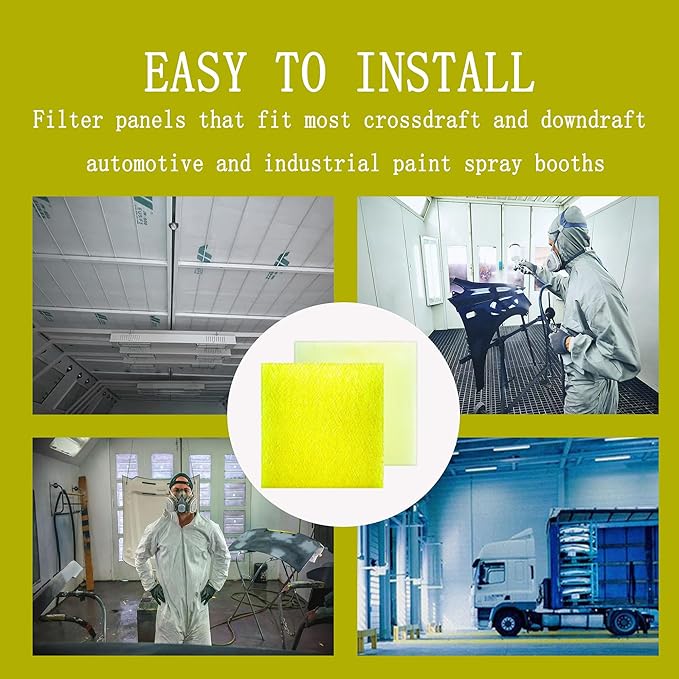 AUC Paint Booth Exhaust Filters,20" x 20" (50/case),22 Gram Fiberglass Paint Arrestors Pad,Captures Overspray Paint Particles in Paint booth(Actual Dimensions: 20.5" x 20.5")
