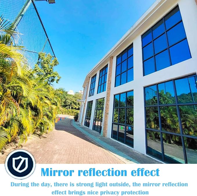 Niviy One Way Window Film Daytime Privacy Mirror Effect Reflective Window Tint for Home Self Adhesive UV Sun Blocking Heat Control Glass Door Films 15.7 x 78.7 inches Silver