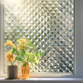 Qualsen Window Privacy Film, Stained Glass Window Film Heat Control UV, Frosted Rainbow Bathroom Decorative Film 3D Static Clings, Peel and Stick Window Tint for Home,17.5x78.7inch