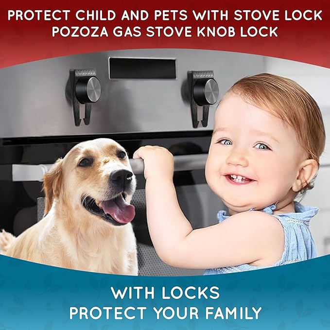 Stove Knob Safety Covers - Gas Stove Knob Locks & Oven Knob Covers for Child Safety, Baby Proofing Stove & Oven with Childproof Stove Knob Locks, Baby Proof Oven Lock, Gas Stove Child Safety Covers