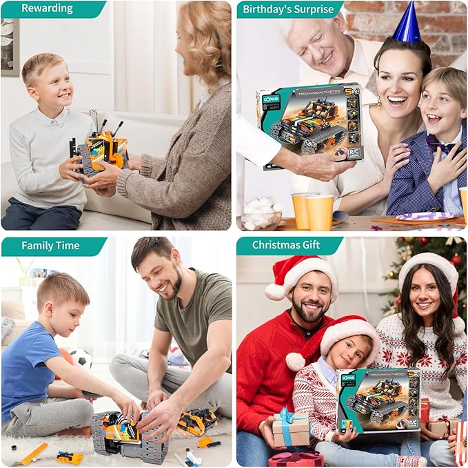 5 in 1 STEM Remote Control Building Kit, 392Pcs Blocks Erector Projects Set Toys for Kids Age 8-12, Build a Tank/Robot/AVT DIY Science Educate 6 7 9 10 11 Years Old for Boys & Girls Gift Ideas