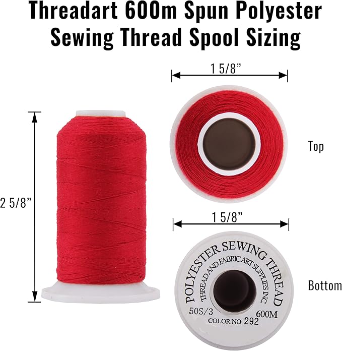 Threadart Polyester All-Purpose Sewing Thread- 600m - 50S/3 - Off Black