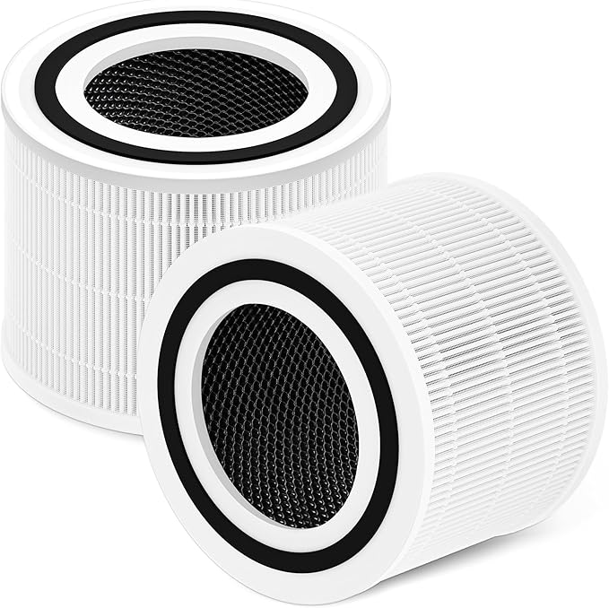 Core 300 Replacement Filter for LEVOIT Core 300S and Core 300-P Air Purifier, 3-in-1 H13 True HEPA Filter Replacement, Compared to Part # Core 300-RF, 2 Pack, White, By Improvedhand