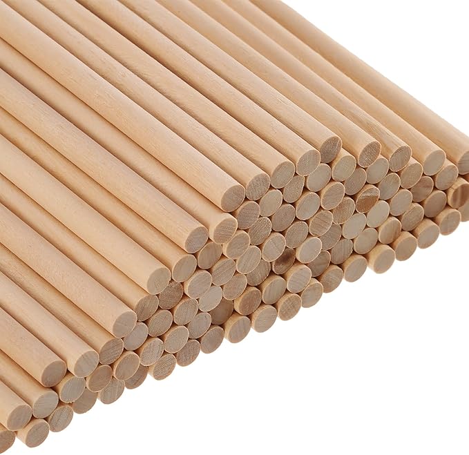 EBOOT 100 Pack Unfinished Natural Wood Craft 6 x 1/4 Inch Wooden Dowel Rods