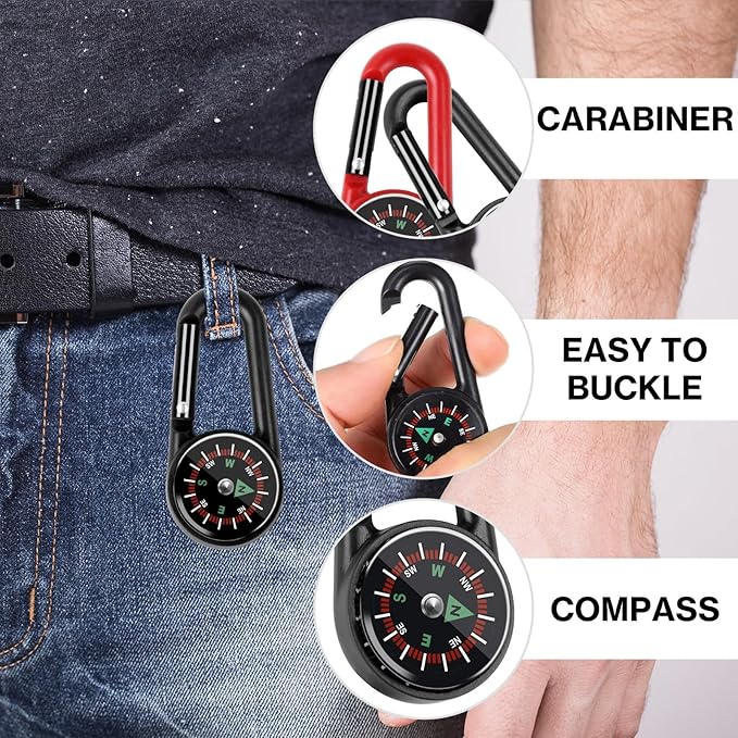 12 Pcs Mini Compass Keychain for Kids Bulk, Small Pocket Magnetic Compass Survival Hiking for Outdoor Survival Camping Party Backpacking Accessory