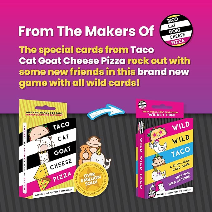Wild, Wild Taco – by Taco Cat Goat Cheese Pizza - Hilarious, Fast-Paced Slap-Jack Card Game for Kids, Teens, and Adults. Family Friendly Party Game. Great Gift for Kids Ages 7+, 2-8 Players, 10 min