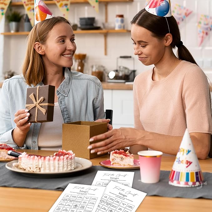 Birthday Party Games, Find The Guest Bingo, 25 Pcs Card Set for Guests, Fun Birthday Game for Teen Adults – A08