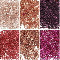 uxcell 6 Colors Crushed Glass Chips, 1-3mm Irregular Glitter Metallic Glass Broken Glasses Pieces with Laser Bag for Craft DIY Vase Epoxy Halloween Decoration 31g, Solid Color