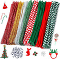 Christmas Pipe Cleaners,420 Pcs Pipe Cleaners Craft Set Including 320Pcs Pipe Cleaners &100Pcs Wiggle Googly Eyes Self Adhesive for Home&School DIY Art Crafts Daily or Christmas Decoration