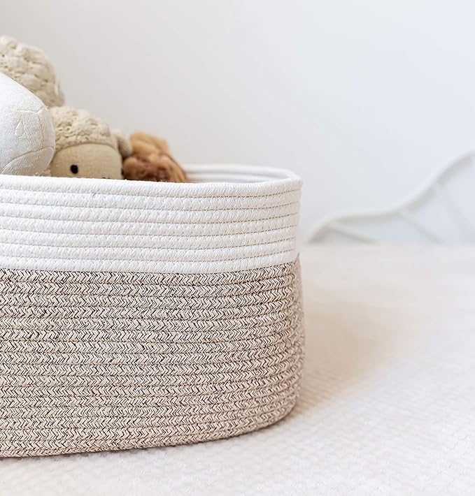 OrganiHaus Set of 3 Woven Baskets for Organizing, Cotton Rope Basket for Decor, Shoe Basket Organizers & Storage, Decorative Storage Baskets & Bins, Cute Storage Basket for Toys & Cloths, Brown