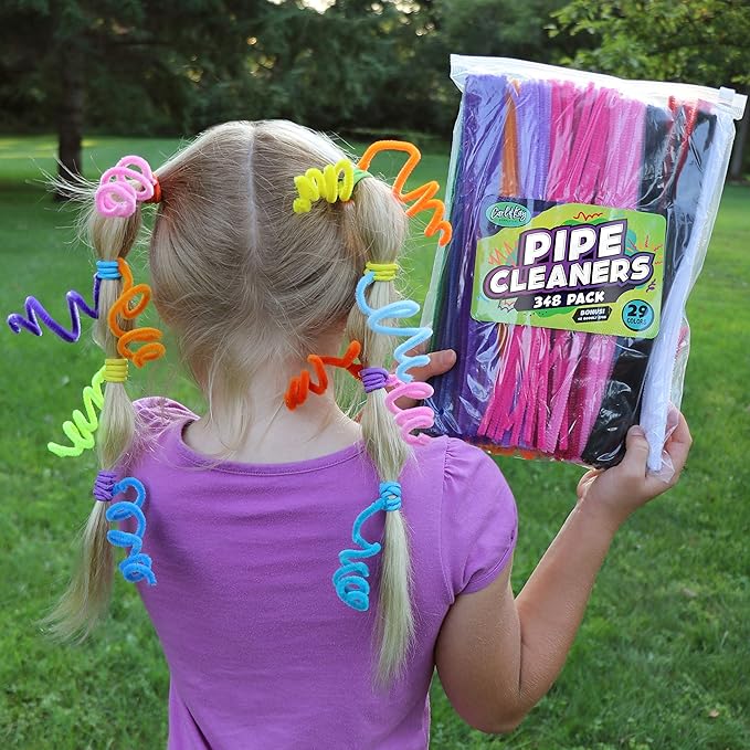 348 Pipe Cleaners Plus 48 Googly Eyes - Colored Chenille Stems for Kids Craft - Fuzzy Stems in 29 Colors