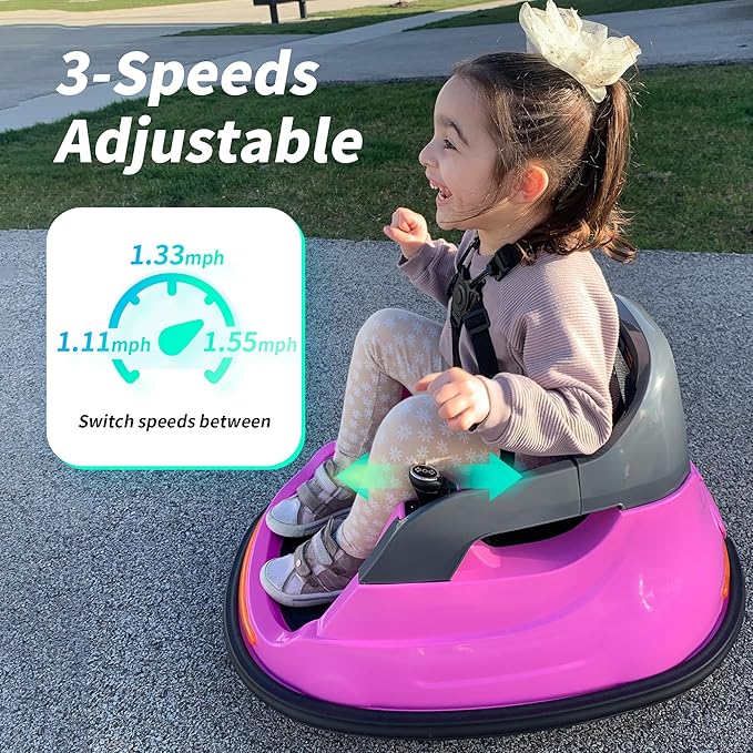 12V Kids Bumper Car, Electric Baby Bumper Car for Toddlers with Remote Control, 3 Speeds - Pink