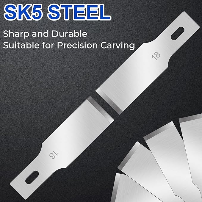 DIYSELF 150 Pack Exacto Knife Blades, #18 Hobby Knife Blade Refills with Storage Case, SK5 Carbon Steel Hobby Knives Replacement Blades, Sharp Exacto Blade for Craft, Stencil, Art (#18)