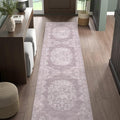 jinchan Hallway Runner Rug 2x8 Vintage Floral Distressed Design - Machine Washable Non-Slip Low-Pile Soft Thin Faux Wool Kitchen Carpet for Farmhouse Bedroom Laundry Room(2x8ft,Orchid)