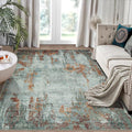 5x7 Area Rugs for Living Room Rug Washable: Modern Rug for Dining Room Bedroom Carpet Non Slip Low Pile 5 by 7 Indoor Abstract Nursery Home Office Red Brown