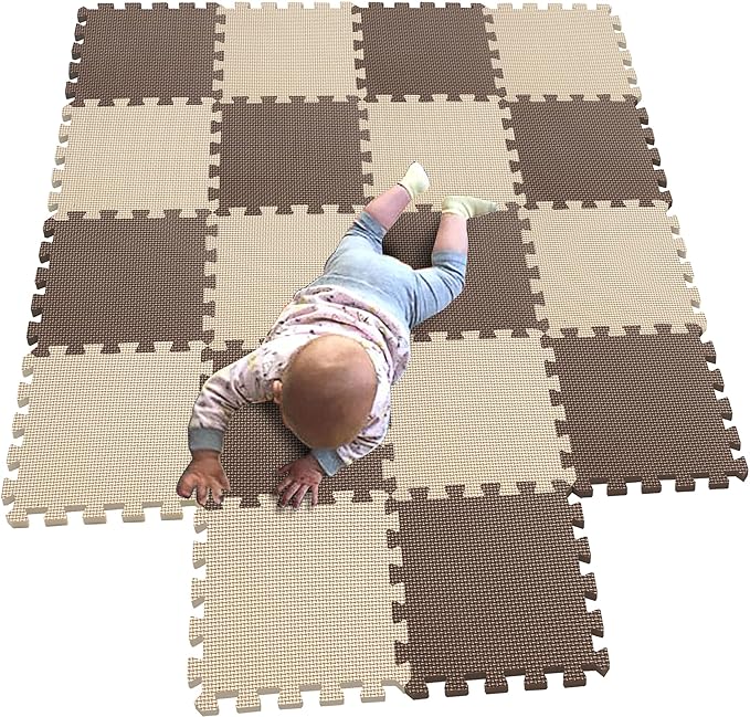 MQIAOHAM® 18 Pieces Puzzle Play Mats, Soft Baby Play Mat, Kids Interlocking Foam Floor Tiles, Toddlers Carpet Playmats G301018-106110
