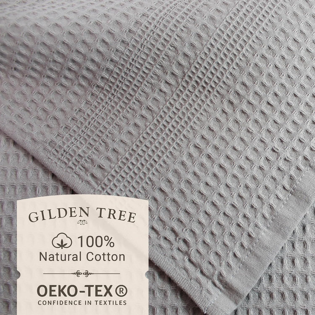 GILDEN TREE Waffle Towel Set Quick Dry Thin | 2 Bath Towels | 2 Hand Towels | 2 Washcloths, Classic Style (Pewter)