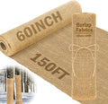 Buryeah 60 Inch x 150 ft Burlap Fabrics Roll Natural Jute Burlap Garden Tree Wrap Outdoor Weed Barrier DIY Fall Halloween Craft Winter Frost Plant Landscape Blankets Cloth for Plant Gardening Shrubs
