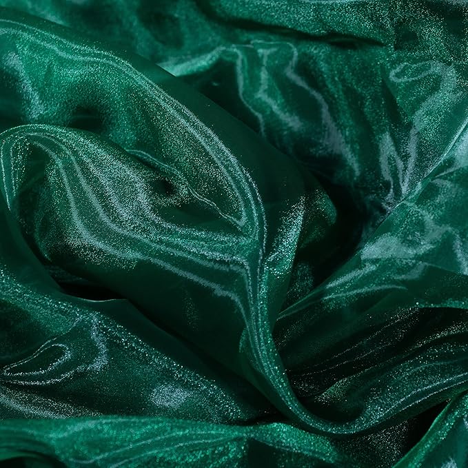 Fynite Organza Fabric | 1 Yard Long | 44" Wide | Bridal Solid Organza Bolt for Wedding Dress Fashion Craft Decorations - Silky Shiny Sheer Organza - Hunter Green