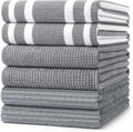 Homaxy Premium Kitchen Towels(18”x 28”, 6 Pack), Large Cotton 380 GSM Kitchen Hand Towels, Soft and Absorbent Terry Dish Towels, Multipurpose Tea Towel Set with Hanging Loop, Grey