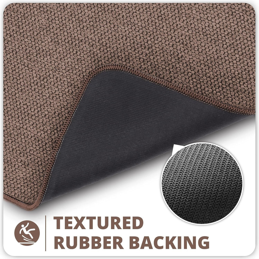 Bath Mat,Ultra Thin Bathroom Rugs,Rubber Bath Mats for Bathroom,No Slip Bath Rugs,Quick Dry,Machine Washable,Low Pile,Absorbent,Shower Outside,Sink,Home Decor Accessories.Brown,1'5"x2'3"(17x27inch)