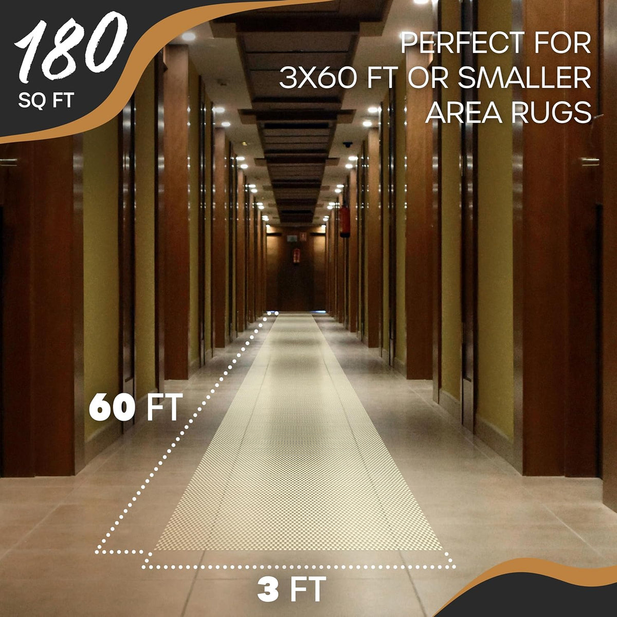 Nevlers 3x60 Ft. White Nonslip Rug Gripper Roll for Hallway Rugs & Runners| No Slip Rug Grip Rug Pad for Hard Surface Floors|Open-Weave PVC Under Rug Non Slip Pad | Carpet Grippers for Hardwood Floors