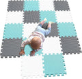 MQIAOHAM® 18 Pieces Puzzle Play Mats, Soft Baby Play Mat, Kids Interlocking Foam Floor Tiles, Toddlers Carpet Playmats G301018-101108112